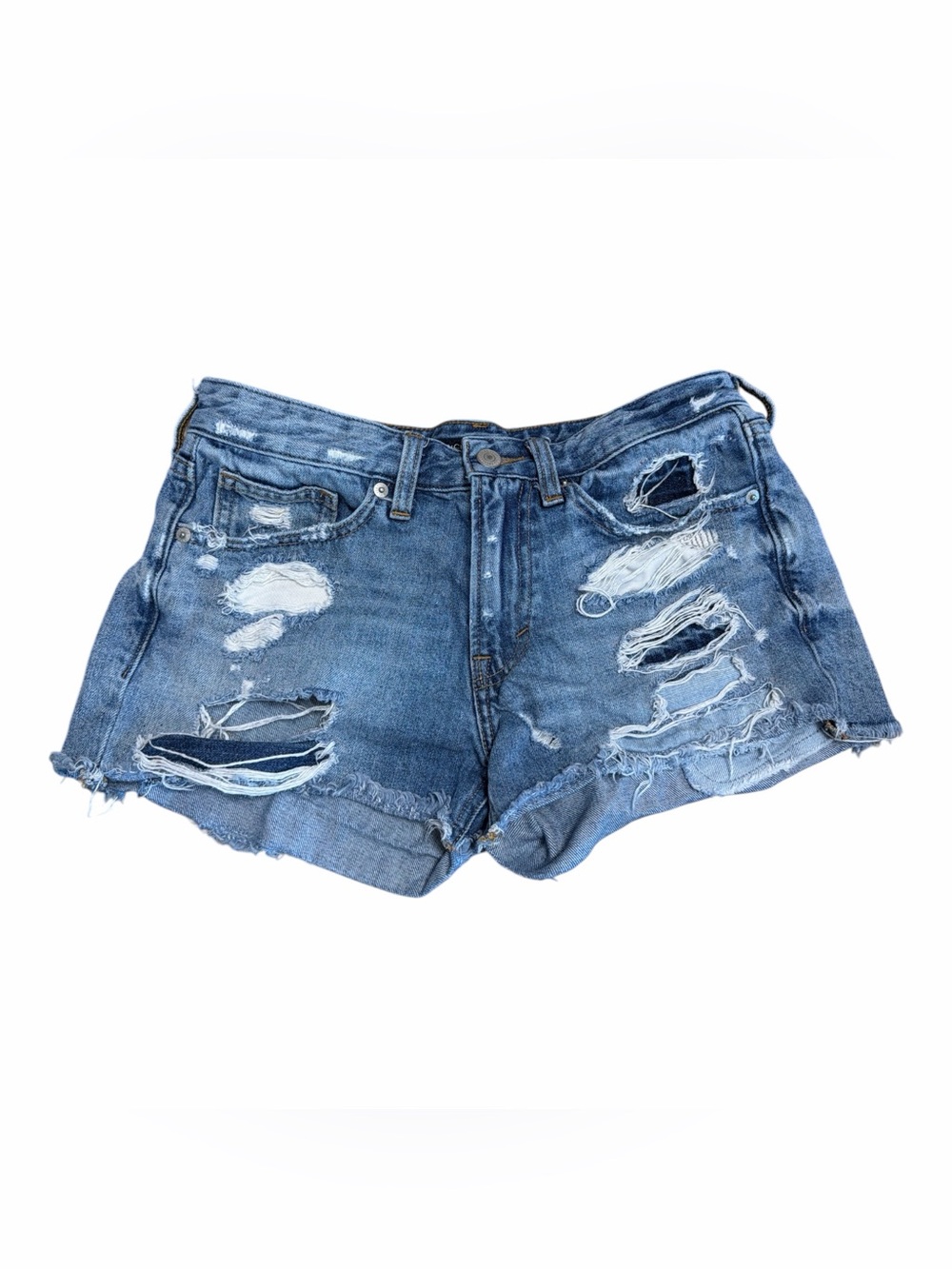Y2K Distressed Lucky Brand Mid Rise Boy Short Denim Shorts Size 2/26